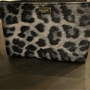 Kate Spade Black and Gray Leopard Wristlet